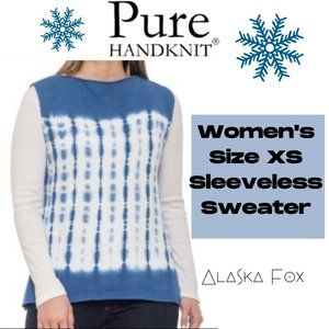 Pure Hand Knit XS Sleeveless Tie Dye Sweater Winter Layering 100% Cotton Top NEW
